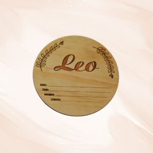 Wooden Baby Announcement Disc - Personalised - Handcrafted by Lasercraft Central Coast