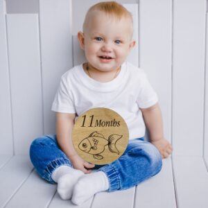 Wooden Milestone Disc Sea Animals - Handcrafted by Lasercraft Central Coast