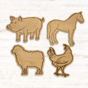 Wooden Craft Paint Sets - Farm Animals